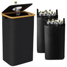 Contenitore di  Capacità con Borsa Interna, Pieghevole, per Bottiglie, Vestiti, Giocattoli, Rifiuti Riciclabili, 100 Litri, Nero.