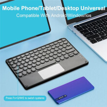 Kabellose -Tastatur 78 Tasten Gaming Office Wiederaufladbare Tastatur Touchpad für Pad PC Tablet Schwarz