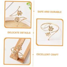 6 Pcs Curtain Ring Alloy Decorations Pattern Stylish Exaggerated Metal Flower Armband Set with Diamonds,Gold