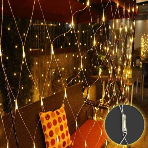 Κουρτίνα LED 2μ x 2μ, 144 θερμά λευκά φώτα 1
