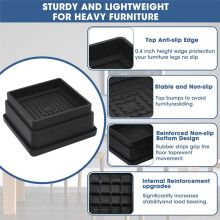 Bed Risers 1 Inch, 6pcs Adjustable Bed Furniture Riser, Heavy Duty Bed Lifts Risers with Rubber Pad for Sofa, Bed, Table