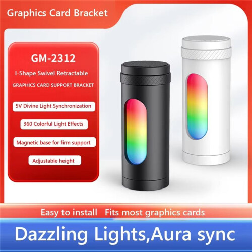 ARGB  Card Support Bracket Built-in 5V3 Pin ARGB SYNC Lamp Magnetic Vertical Telescopic Rotating Stand Bracket A 1