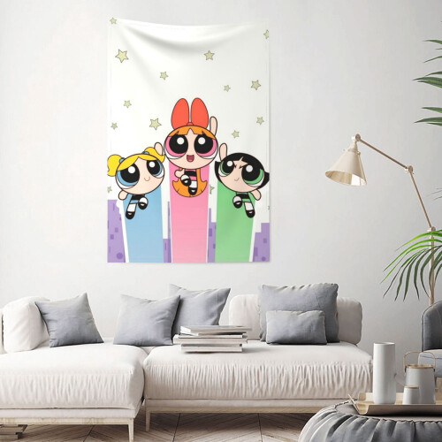 Ταπισερί τοίχου Powerpuff Girls από πολυεστέρα Διακόσμηση υπνοδωματίου κοιτώνα 1