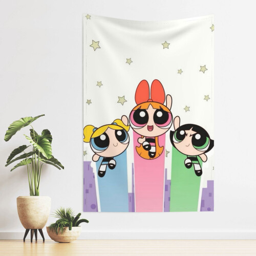 Ταπισερί τοίχου Powerpuff Girls από πολυεστέρα Διακόσμηση υπνοδωματίου κοιτώνα 2