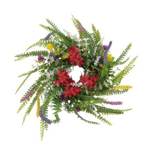 Spring Wreaths for Front Door 13.8in Outside Welcome Summer Flowers Greenery All Seasons Round Wreath