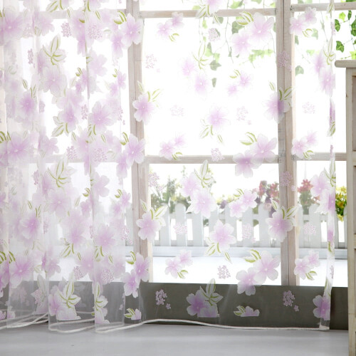 Flower Sheer Curtain Tulle Voile Valance 1 Panel 1