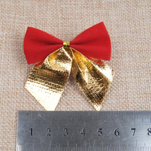 12pcs 6cm Christmas Bows Gold Silver Red 2