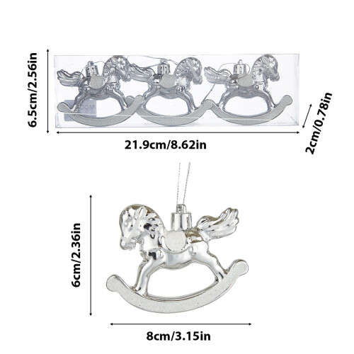 Staron Christmas Carousel Hanging Ornaments, Silver, 6 pcs 2