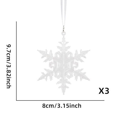 Clear Acrylic Snowflake Ornament Set 3PCS 2
