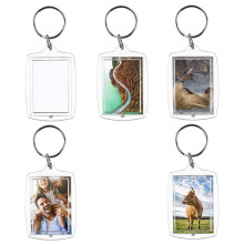 400 StüCk Foto SchlüSsel Bund Rechteck Transparent Blank Acryl Einsatz Foto Bilder Rahmen SchlüSsel Ring SchlüSsel Halter DIY Split Ring