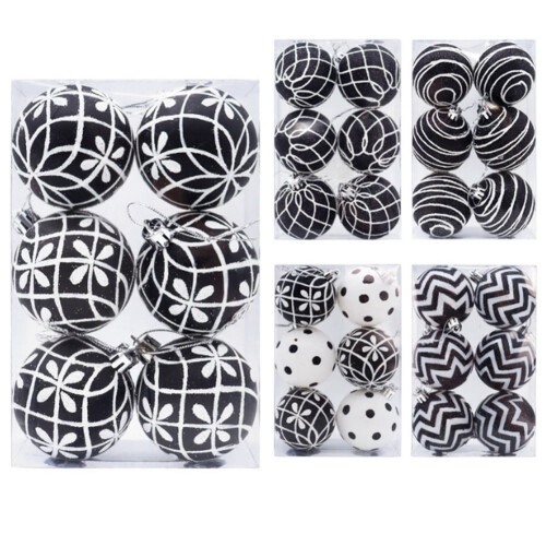 Halloween Ball Ornaments Black Hand-Painted 6 pcs 2