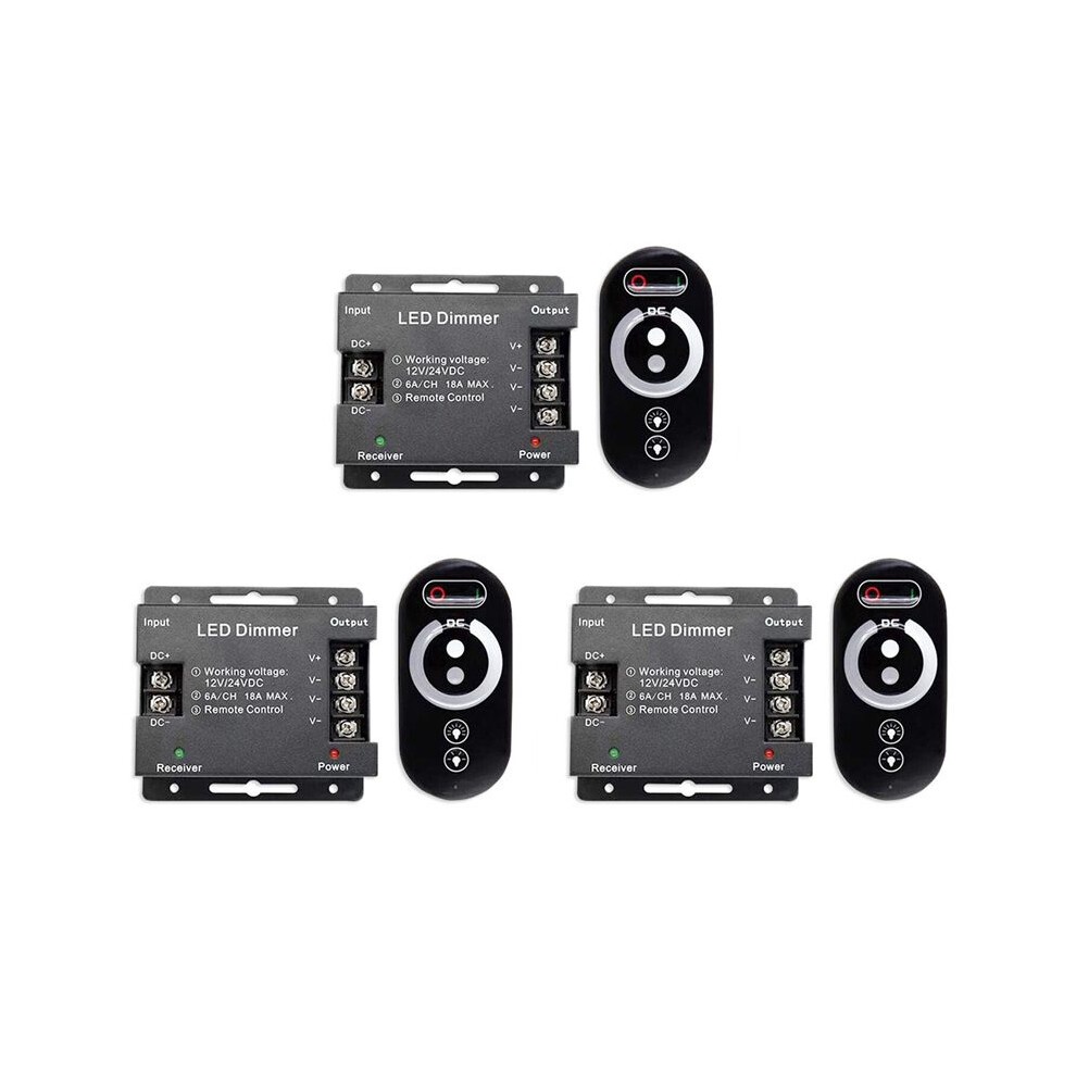 3X 18A Led Monochrome Controller Dimmer 12V 24V With Rf Wireless Touch Remote Control For Single Color Bar Light 4711824170072