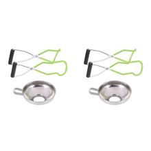 2 Pieces Stainless Steel Canning Jar Lifter Tongs and Canning Funnel for Wide-Mouth and Regular Jars, Easy to Clean