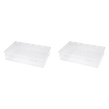 2X Akten-Organizer Aus Kunststoff, Transparent, Quadratisch, Aufbewahrungsbox,, Aufbewahrungsbox, Akten-Aufbewahrungsbox, L