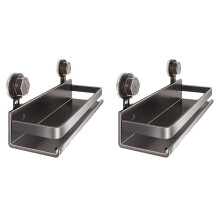 2X Bathroom Suction Cup Shelf - Wall Mounted Storage Rack for Shower, Home Organizer Holder, Space-Saving Design
