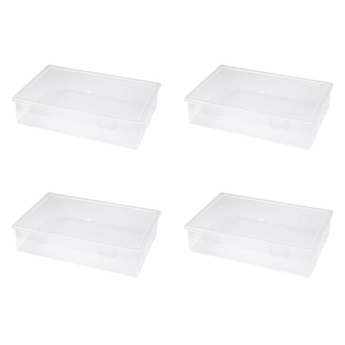 4X Plastic File Organizer Transparent Square Storage Box Storage Box File Storage Box L