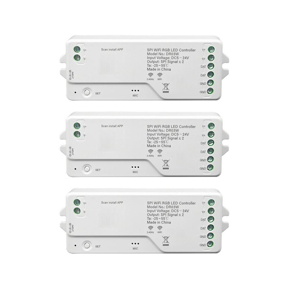 3X Spi Wifi Rgb Led Controller Dr03w Tuya Wifi Led Controller For Ws2811 Ws2812b Ws2815 Addressable Rgb Led Strip Work 6032982426640