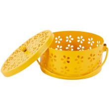 4X Nordic Retro Metal Hollow Titulaire Floral Floral Coil Bobine BrûLeur Moustiquaire (Jaune)