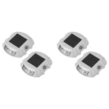 Reusable Solar Road, 4Pcs 6 LED Stud Lights Ground Garden Lawn Path Deck Dock White Warning Lights(4Pcs)