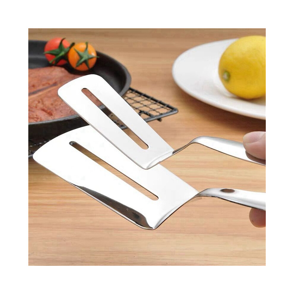 2X Stainless Steel Double-Sided Shovel Clip, Stainless Steel Spatula Kitchen Tongs,Grill Clamp Flipping Spatula Clip 6031539816316