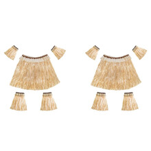 2X Gonna un Maniche Lunghe nel Erba Hawaiana Braccio Elastico Piedi Copertura Copertura Gonna nel Erba Hula Costume da Ballo Spiaggia Vacanze Estive