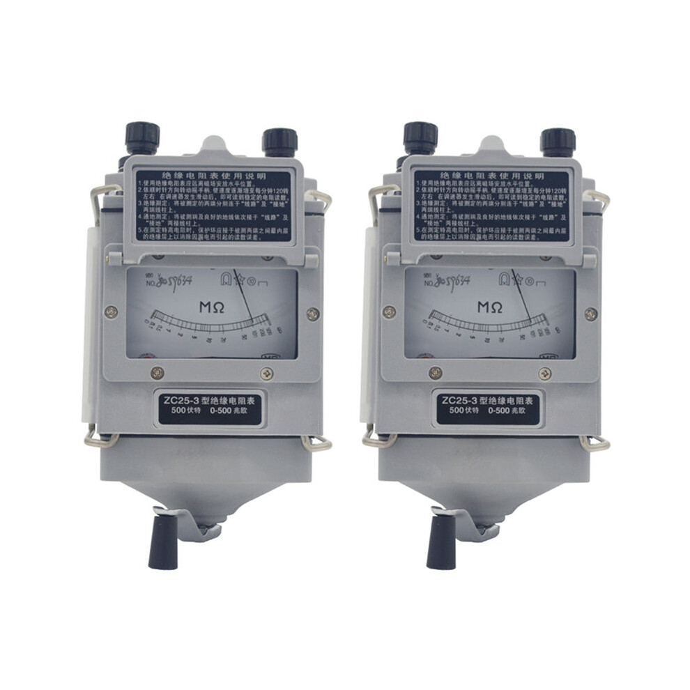 2X Zc25-4 Insulation Resistance Tester 1000V Tramegger Electrician Megohmmeter Hand Crank Tramegger Plastic 6033075600251