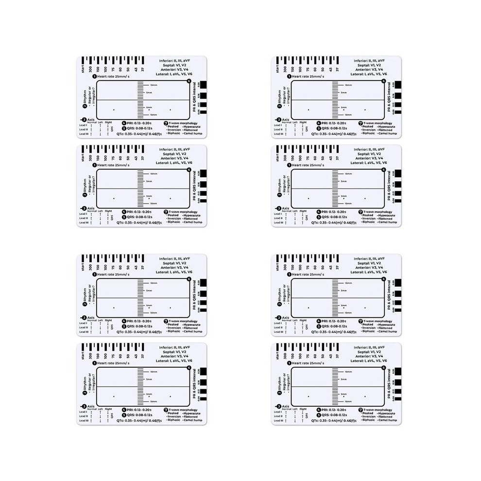 8pcs ECG 7 Step Ruler,ECG 7 Step Ruler for ECG/EKG Interpretation,ECG Reference Guide Ruler,EKG Calipers Measuring Tool