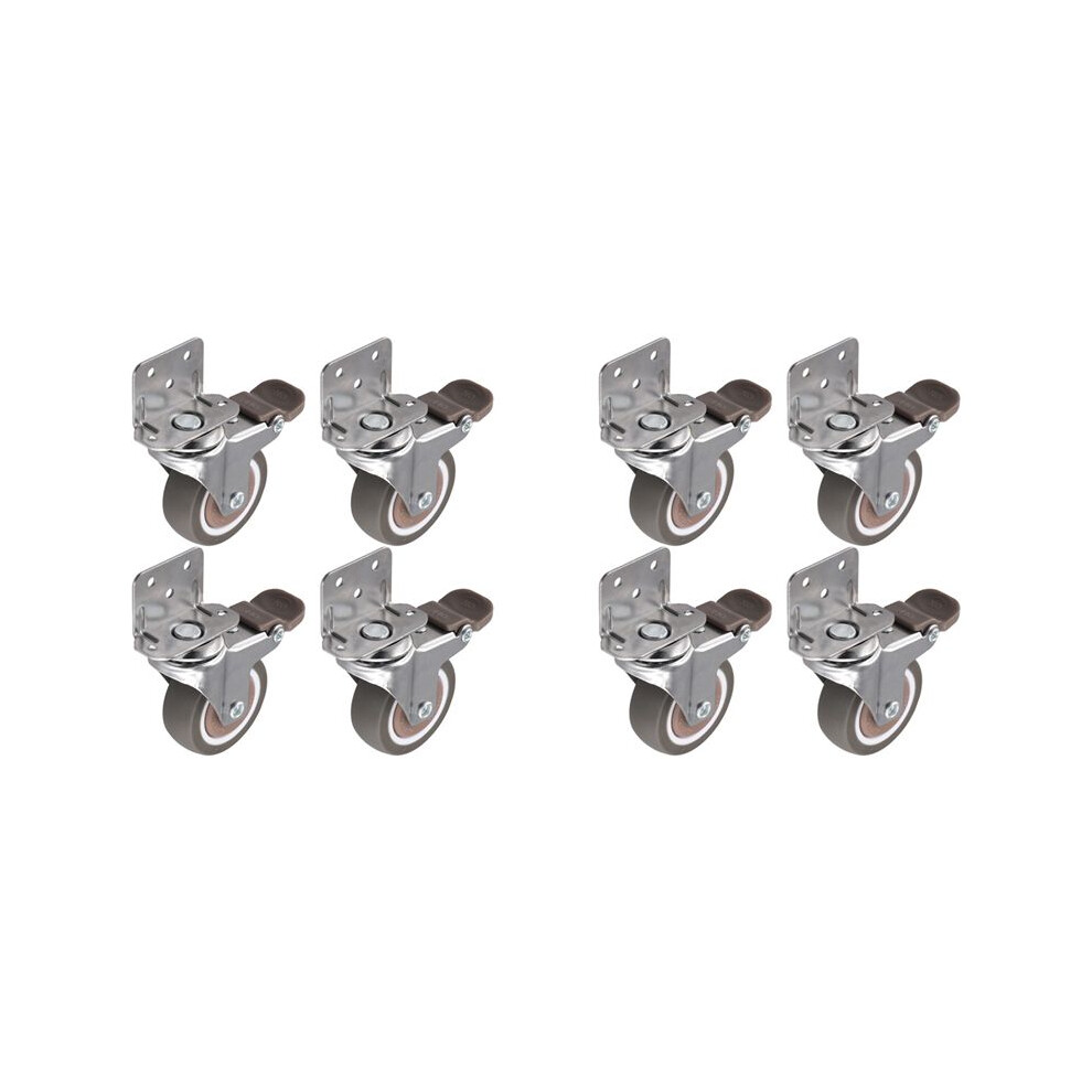 Side Mount Casters, 2 Inch Furniture Wheels, Lshaped Rubber Casters Set Of 8, 360-Degree Locking Swivel Top 8Pack 6034264310487