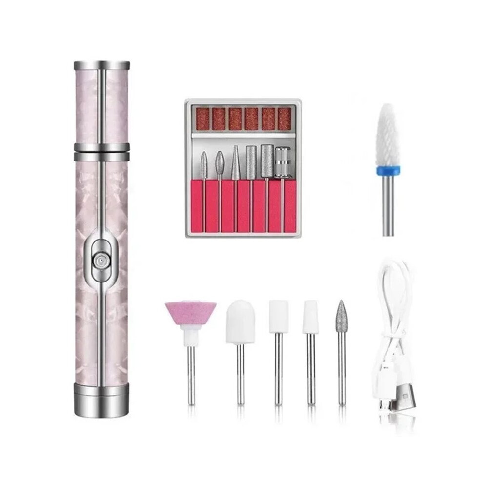 Electric Nail Drill Machine 20000RPM Rechargeable Nail File Manicure Pedicure Tool with Nail Polish Sander Grinding Bits