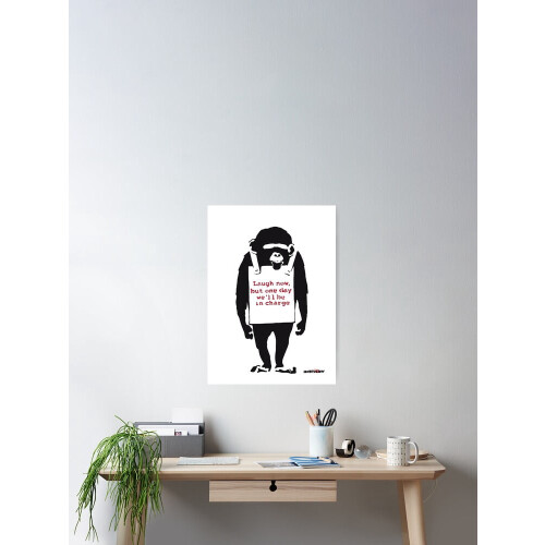 Εκτύπωση Τέχνης με Μαϊμού σε Στυλ Banksy - Αφίσα Γκράφιτι Laugh Now 1