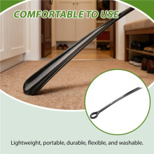 18.5inch Plastic Extra Long Handle Shoe Horn Shoehorn Flexible Easy Sturdy Slip Aid, 1x Black