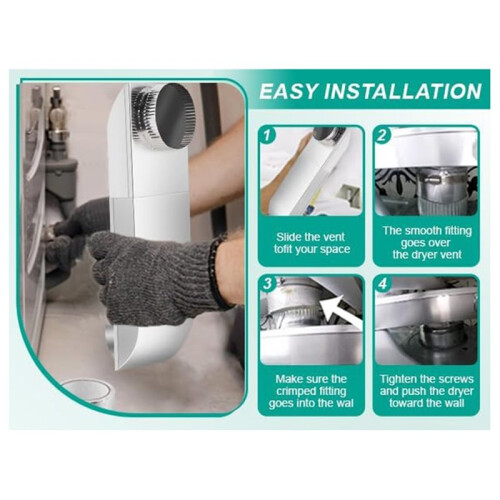 Periscope Dryer Vent Kit Adjustable Telescoping 4 Inch Stainless Steel Low Profile Duct 1