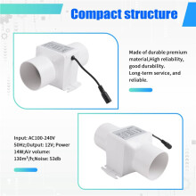 60mm Extractor Fan Low Noise Duct Hydroponic Air Blower Speed-Regulating Exhaust Fan for Home Bathroom Ventilation
