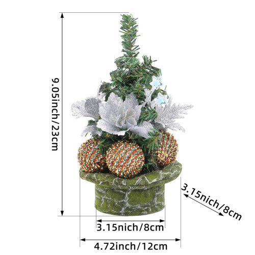 Mini silver Christmas tree with bow 8.6 inches 1