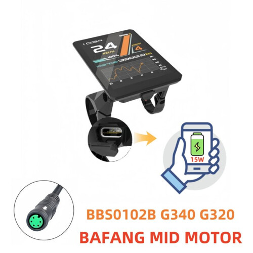 Display for Bafang Central Motor Color Display Bicycle Computer for G340 G320 BBS0102B UART Version 1