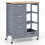 Carrello da cucina con vassoio, ripiani e 3 cassetti - Grigio 1