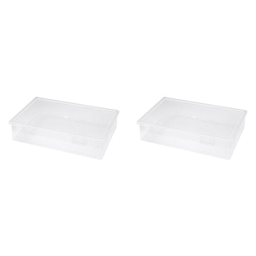 2X Plastic File Organizer Transparent Square Storage Box Storage Box File Storage Box L