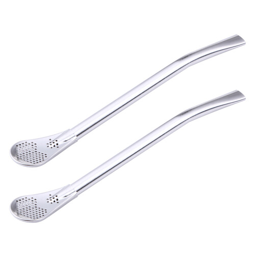 2X Stainless Steel Drinking Straw Filter Handmade Herb Mate Tea Light Bulb Gourd Washable Practical Tea Tools