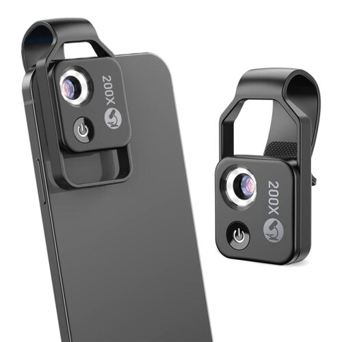 5X 200X Cell Phone Microscope Accessory with Window Microscope, Portable  Digital Microscope with LED Light/Clip 2