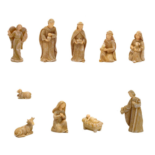 Kerststalbeeldjes van hars, set van 10 stuks. 1