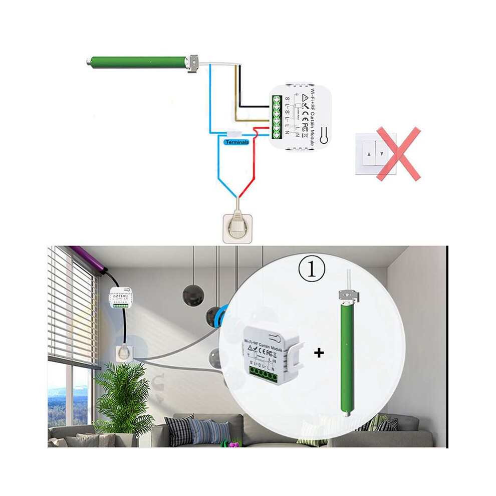 2X Tuya Life Wifi 433Mhz Blind Curtain With Rf Remote For Electric Roller Shutter Control, 1Rc 1Re 6032751651792