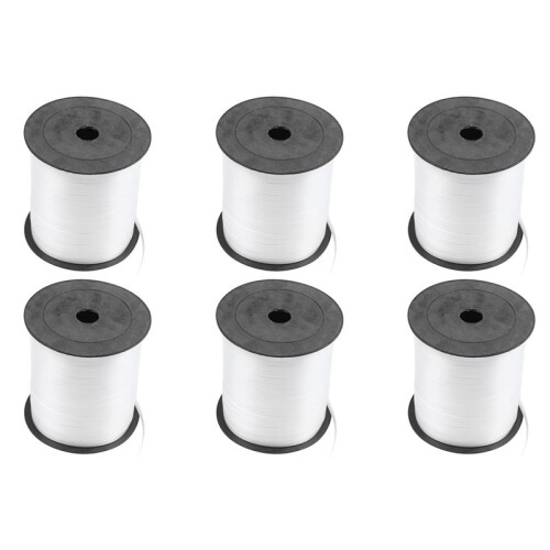 6 Roll Balloon Ribbon 225m 5mm for Wedding Party(White)