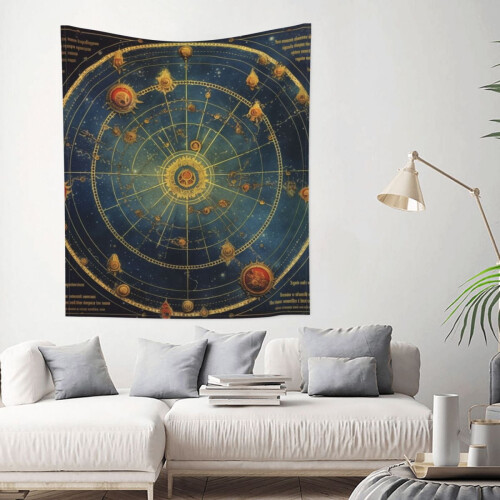 Tapeçaria de parede Planisfério 60x51 polegadas preta 2