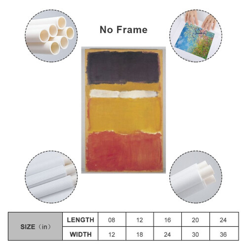 Impressão em tela de Mark Rothko em preto, branco, amarelo e vermelho, 61 x 91 cm (24 x 36 polegadas) 1