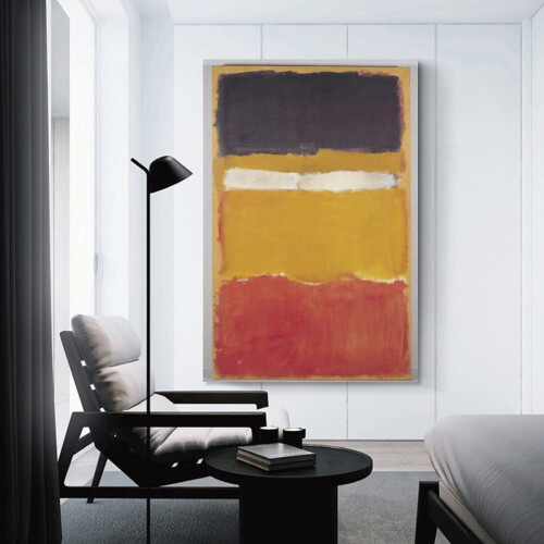 Impressão em tela de Mark Rothko em preto, branco, amarelo e vermelho, 61 x 91 cm (24 x 36 polegadas) 2