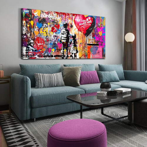 Tableau sur toile Banksy 14x14 pouces, impression graffiti 2