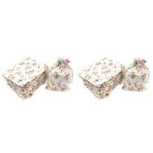 100 Stück Blumen Sack Leinen Kordelzug Taschen, Leinen Geschenk Tasche Schmuck Beutel Säcke für Weihnachten Hochzeits Feier, 5,3 X 3,9 Zoll