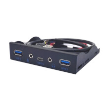USB HUB 5 Port Front Panel 2xUSB 3.0 1xType-C HD Audio 3.5mm Earphone Jack Mic Expansion Adapter for Desktop PC