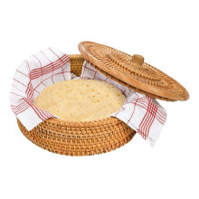 Tortilla-Wärmer Aus Rattan, 25 cm (10 Zoll), Handgefertigter Tortilla-Halterkorb mit Abnehmbarem Deckel, Aufbewahrungsbehälter für Taco-Schalen