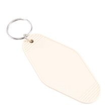 48 Pcs Vintage Motel Keychain DIY Blank Hotel Keychains Heat Transfer Blank Keychains Bulk Sublimation (Beige)